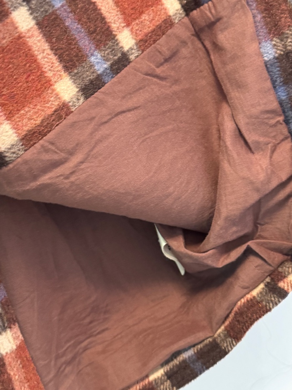 Mo:Vint Plaid Wool Blend Blazer Jacket in Rust, Navy, brown + cream size Small - Picture 8 of 11